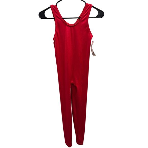 VTG 80s Body Wrappers XS Deadstock Red Unitard Dance Leotard Catsuit Cosplay - Picture 2 of 14
